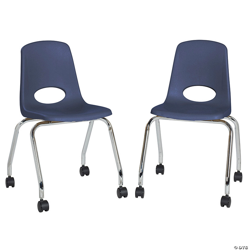 18" Mobile Chair with Casters, 2-Pack - Navy Image
