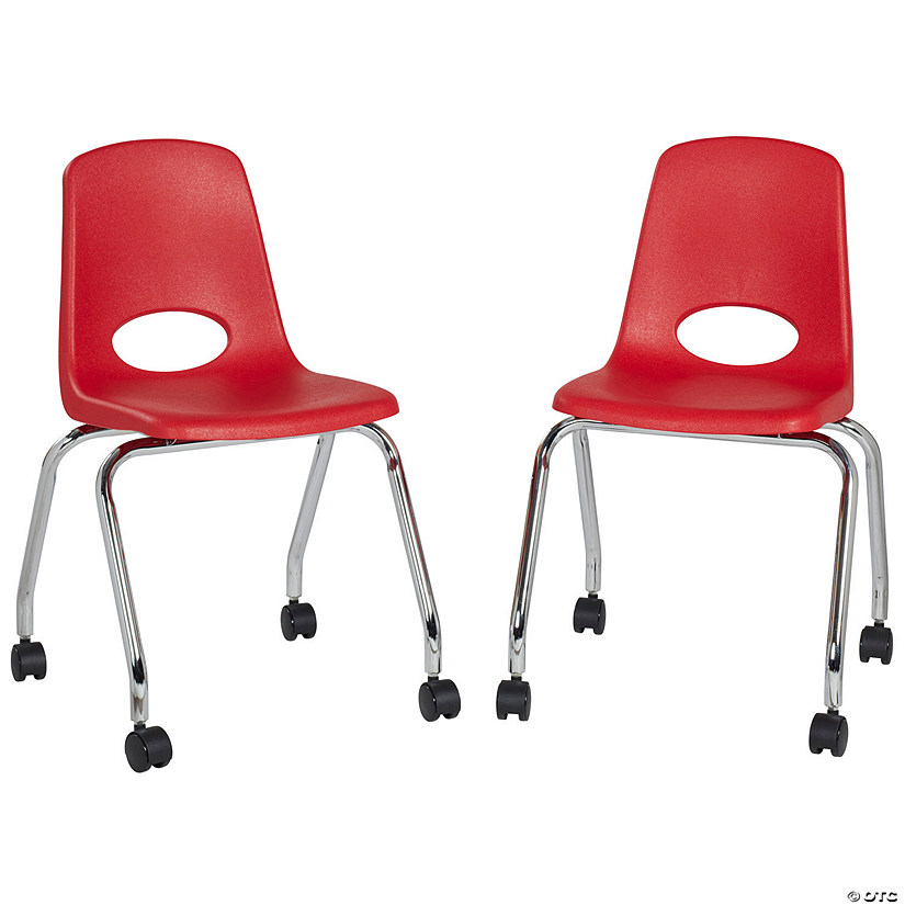 18" Mobile Chair with Casters, 2-Pack - Red Image