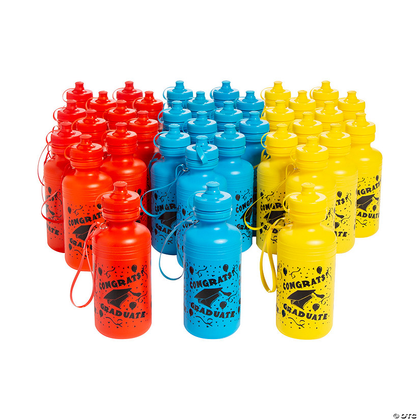 18 oz. Bulk 60 Ct. Graduation Reusable BPA-Free Plastic Sport Water Bottles Image