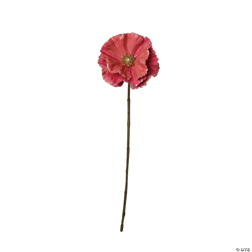 18" Pink and Brown Poppy Flower Artificial Christmas Stem Image