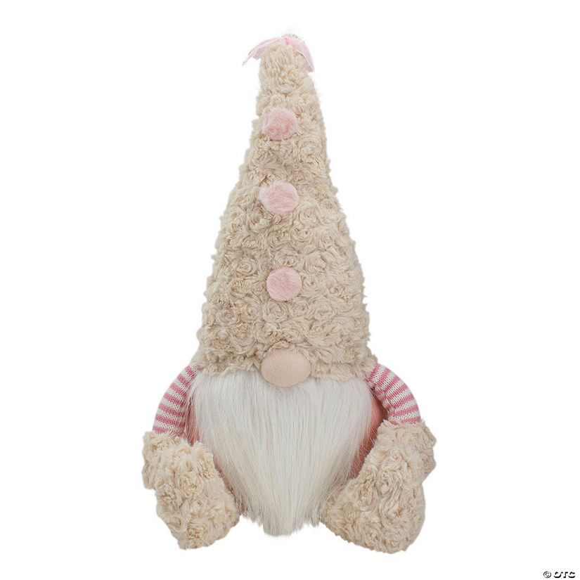 18" Pink Striped Plush Gnome Table Top Figure Image