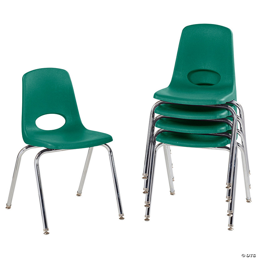 18" Stack Chair with Swivel Glides, 5Pack Green