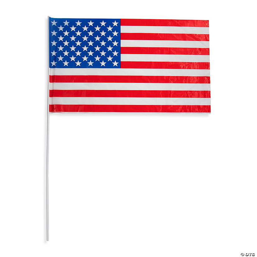 18" x 11" Large Classic Plastic American Flags on Sticks - 12 Pc. Image