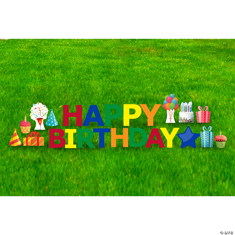 18" x 20" Happy Birthday Letter & Icon Yard Signs - 24 Pc. Image