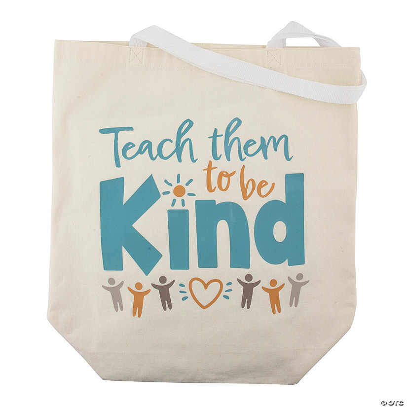 18" x 20" Large Teach Them to Be Kind Inspirational Canvas Tote Bag Image