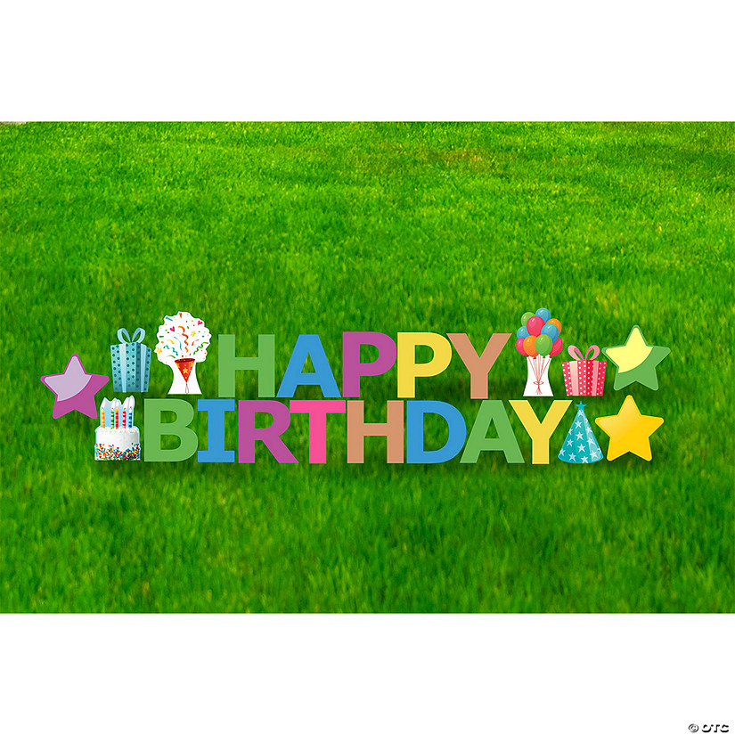 18" x 20" Neon Happy Birthday Letter & Icon Yard Signs - 22 Pc. Image