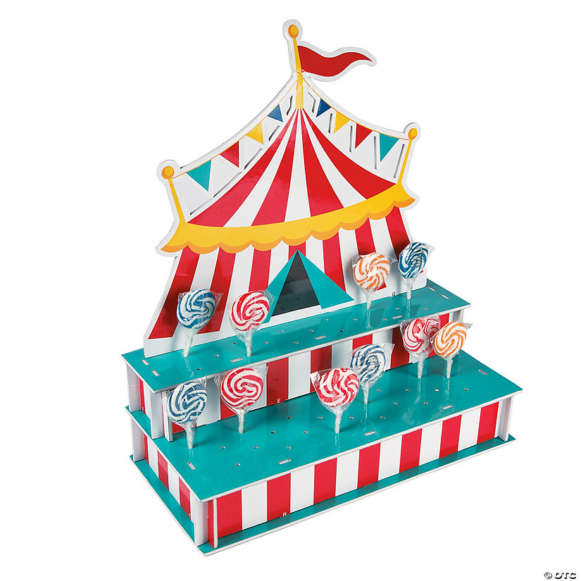 18" x 21 1/2" Carnival Tent-Shaped Red & White Foam Lollipop Stand Image