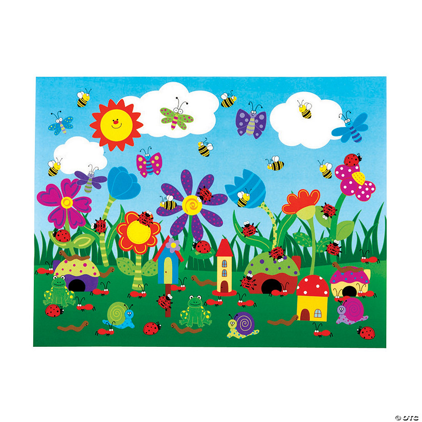 18" x 8 1/2" DIY Flower Garden Repositionable Paper Sticker Scenes - 12 Pc. Image