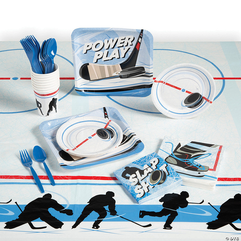 187 Pc. Hockey Party Tableware Kit for 24 Guests Image