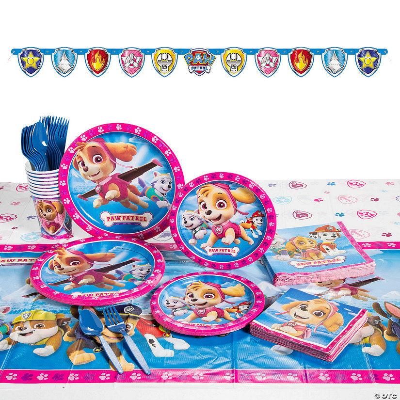188 Pc. Paw Patrol&#8482; Girl Disposable Tableware Kit for 24 Guests Image