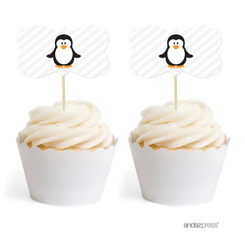 18PK Arctic Penguin Cupcake Toppers Image