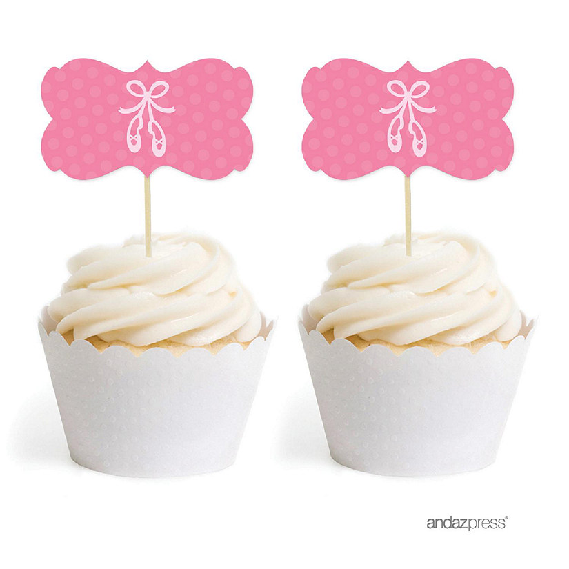 18PK Ballet Flats Cupcake Toppers Image