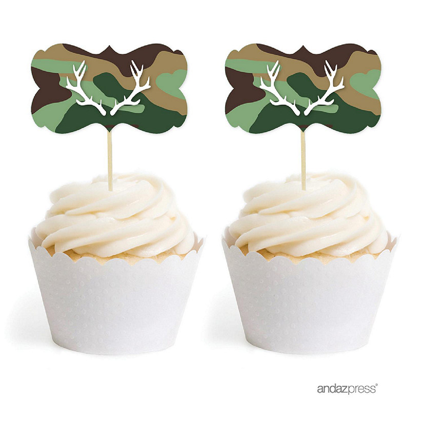 18PK Camouflage Cupcake Toppers Image
