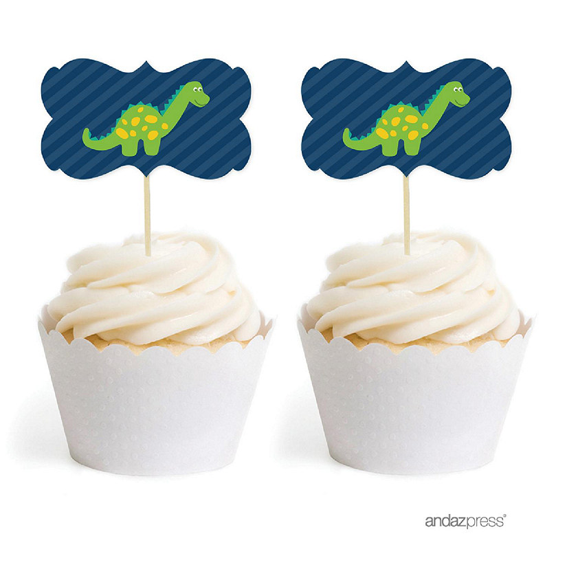 18PK Dinosaur Birthday Cupcake Toppers Image