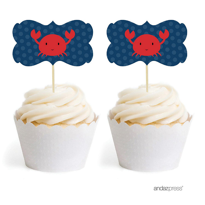 18PK Nautical Crab Cupcake Toppers Image