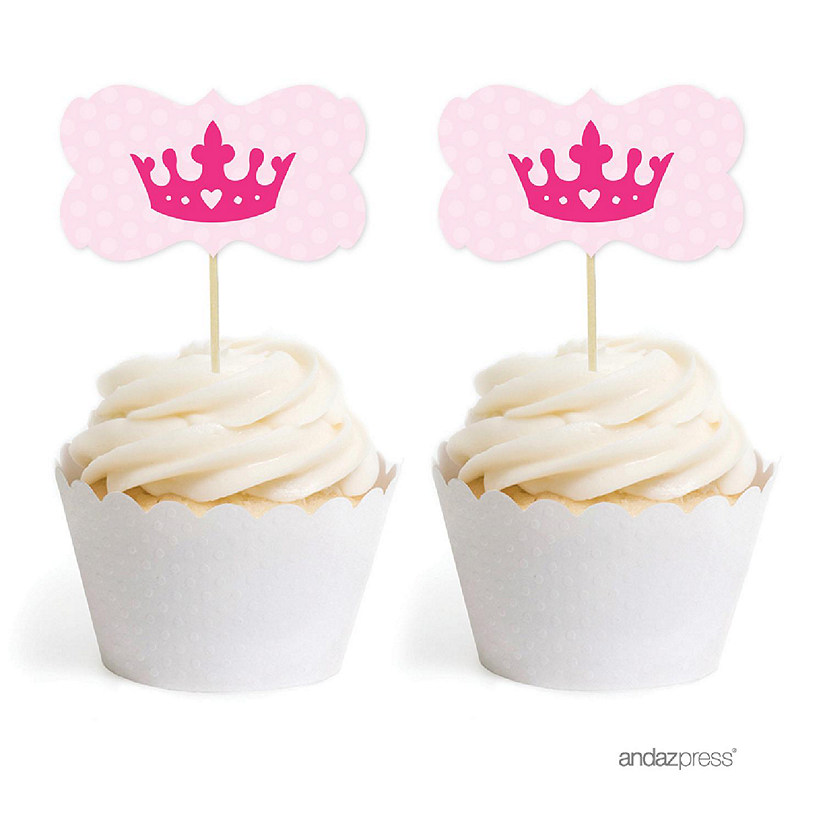 18PK Princess Crown Cupcake Toppers Image