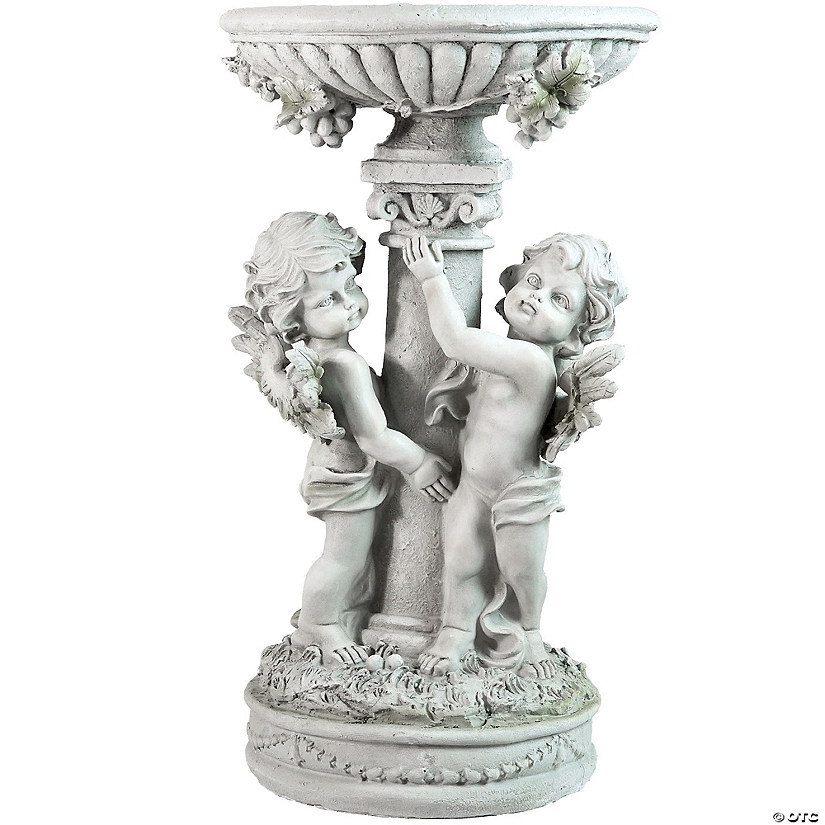 19.25" Cherub Angels Pedestal Bird Bath Outdoor Garden Statue Image