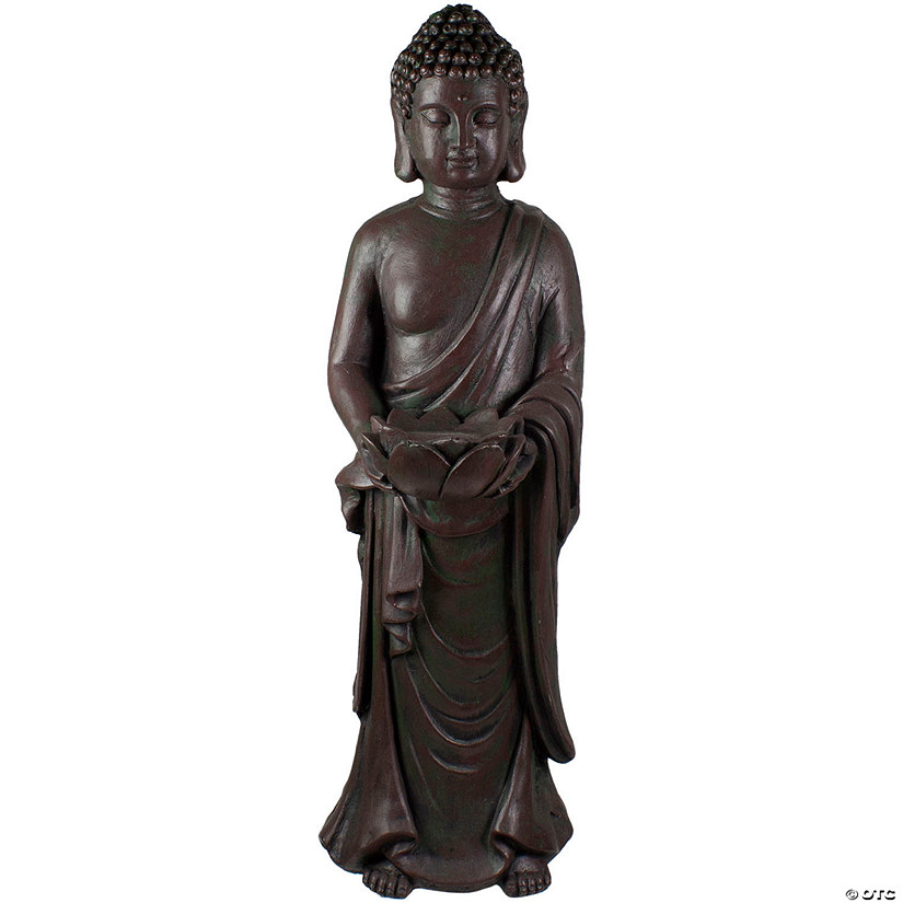 19.5" Standing Buddha with Lotus Outdoor Statue Image