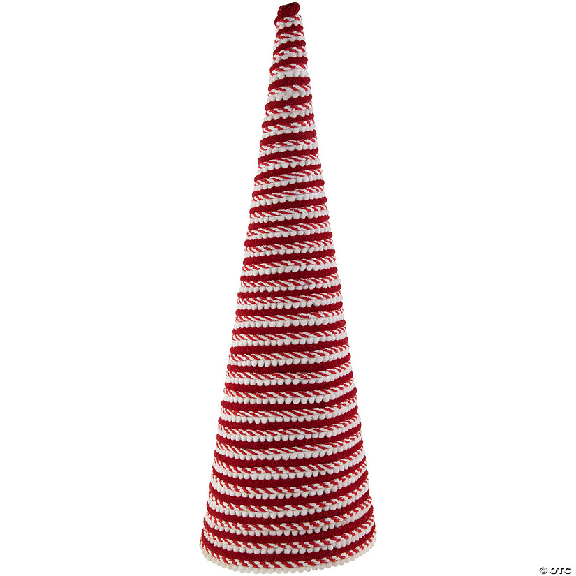 19.5" White and Red Candy Cane Swirled Christmas Cone Tree Image