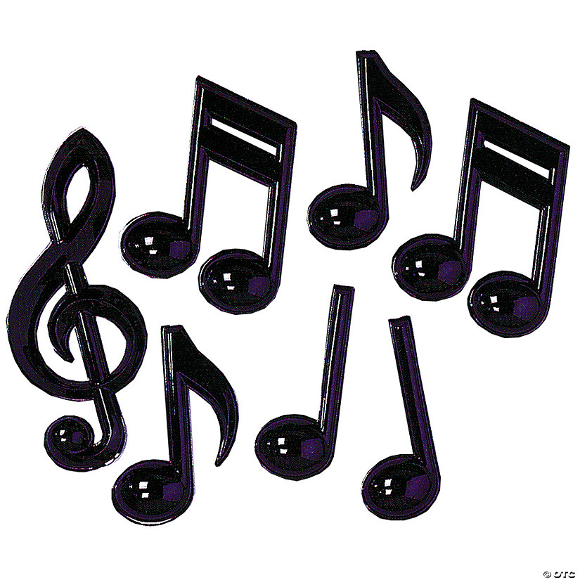 19" Black Glossy Plastic Musical Notes Party Decoration Set Image