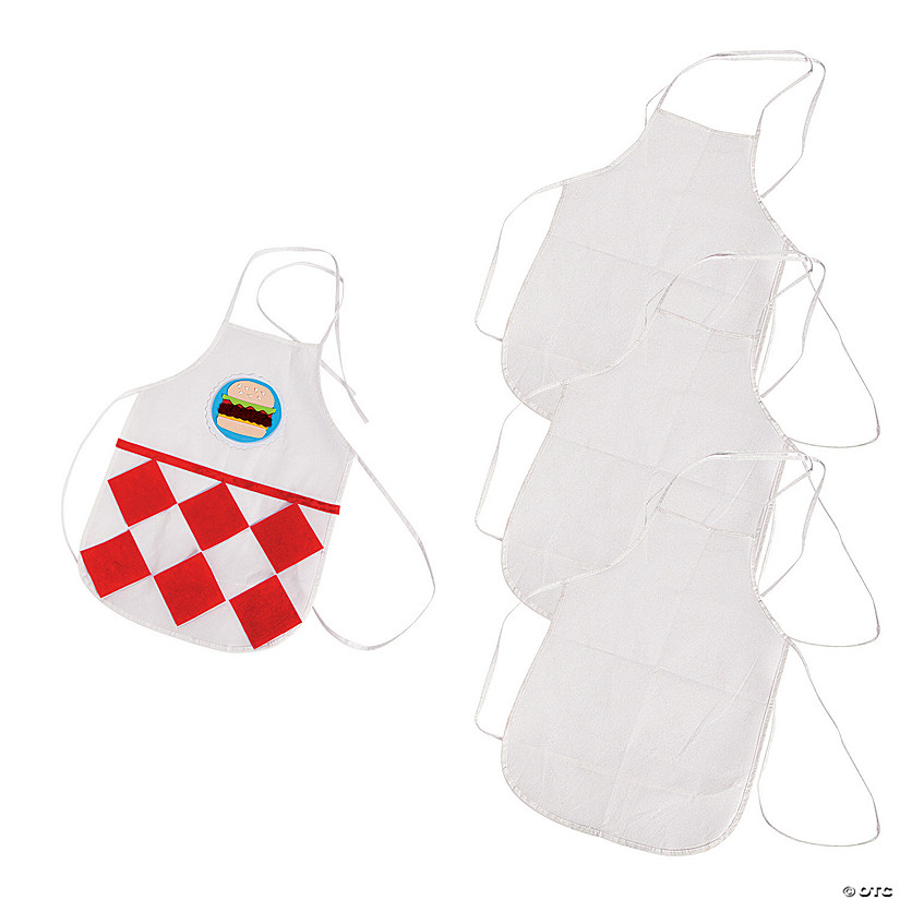 19" DIY Kids White Nonwoven Aprons with Ties - 3 Pc. Image