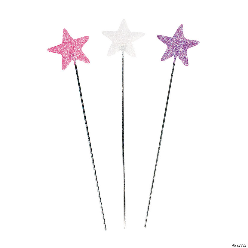 19" Pastel-Colored Star with Glitter Plastic Wands- 12 Pc. Image