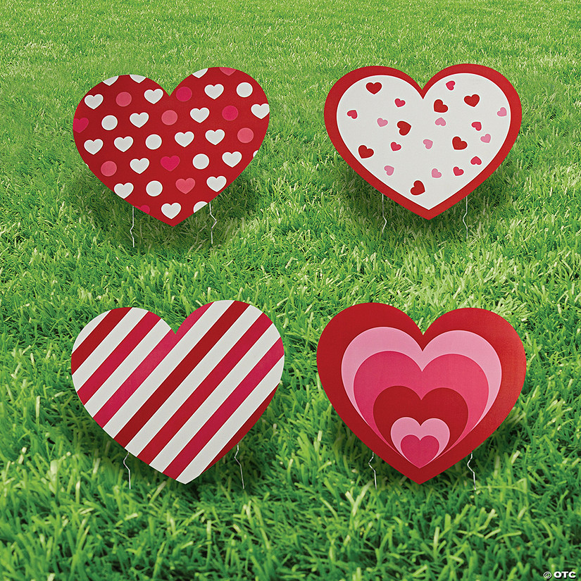 19" x 16" Valentine Heart-Shaped Yard Signs - 4 Pc. Image