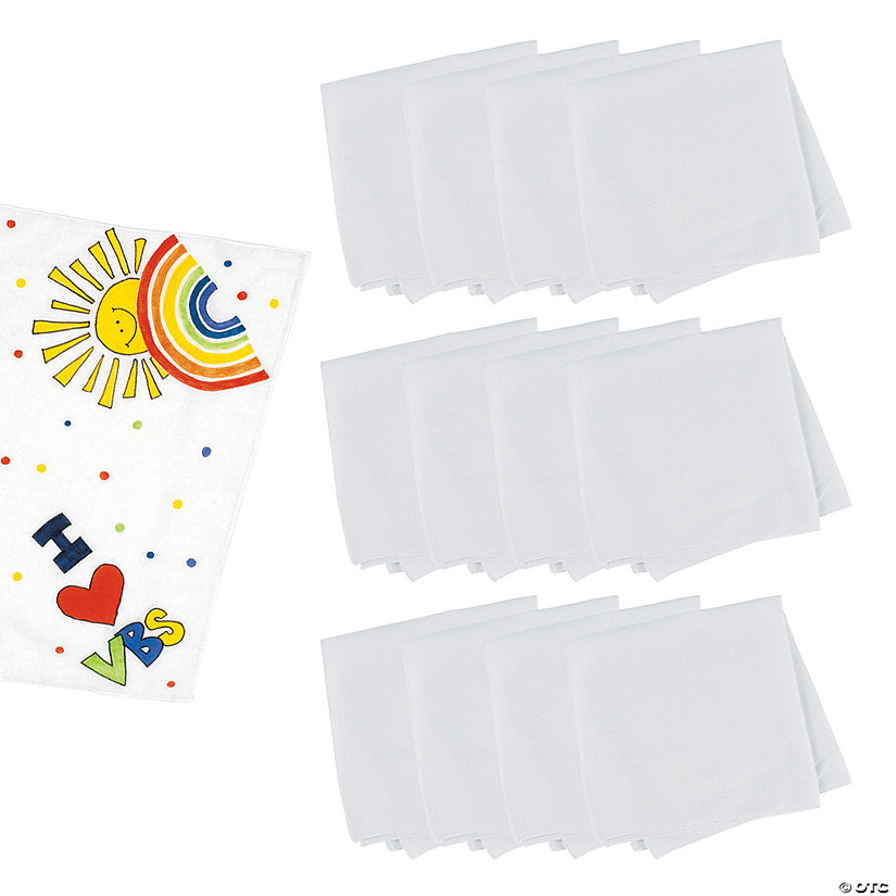19" x 19" DIY Craft White Polyester Bandanas - 12 Pc. Image