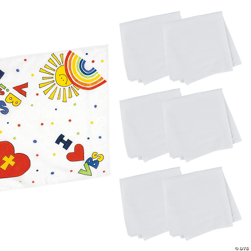 19" x 19" DIY Craft White Polyester Bandanas - 6 Pc. Image