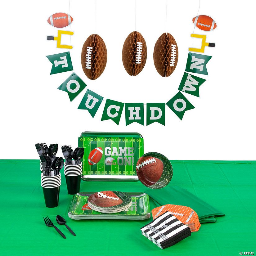 191 Pc. Football Party Deluxe Tableware Kit for 24 Guests Image