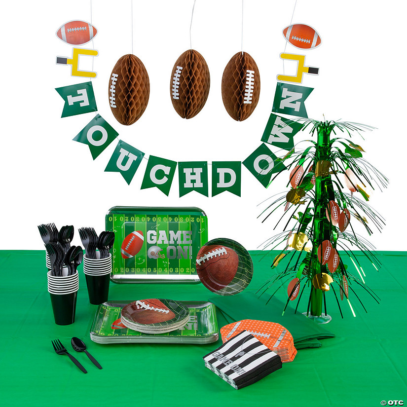 192 Pc. Football Party Ultimate Tableware Kit for 24 Guests Image