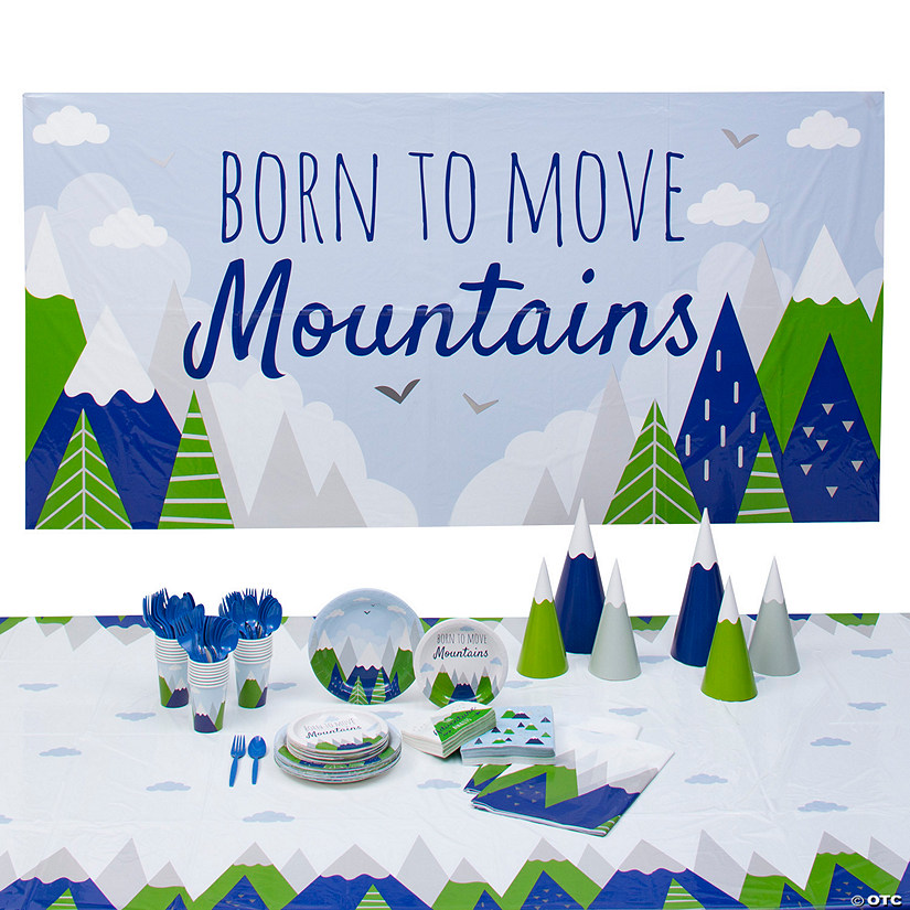 194 Pc. Born to Move Mountains Baby Shower Tableware Kit for 24 Guests Image