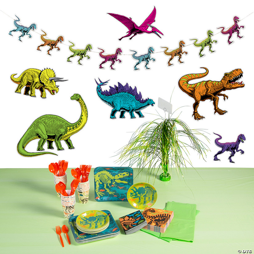 195 Pc. Dinosaur Party Ultimate Tableware Kit for 24 Guests Image