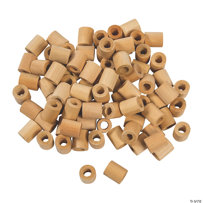 19mm DIY Unfinished Wood Cylinder Beads - 100 Pc. Image