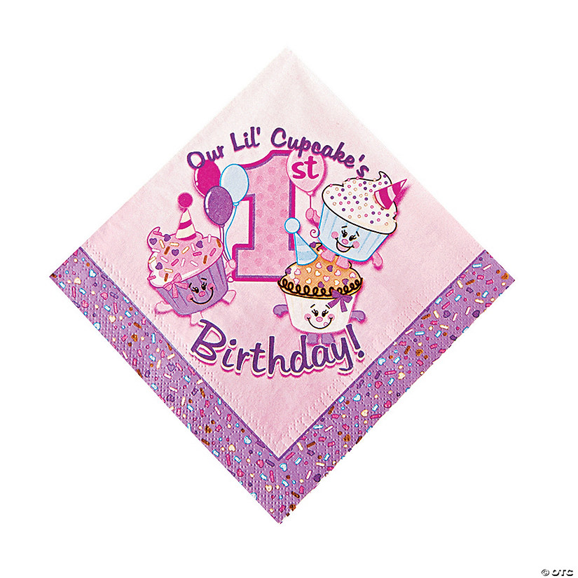 1st Birthday Cupcake Sprinkles Luncheon Napkins Image
