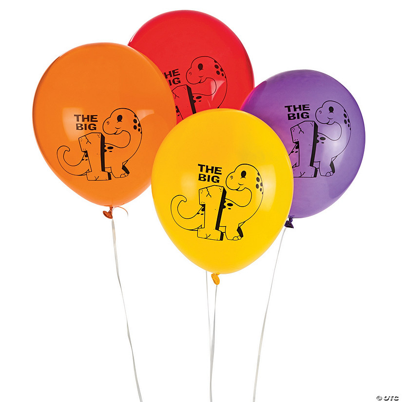 1st Birthday Dino 11" Latex Balloons Image