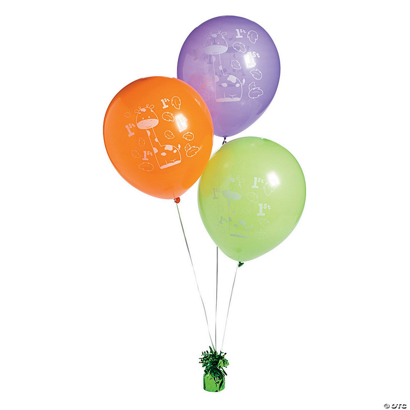 1st Birthday Zoo 11" Latex Balloons Image
