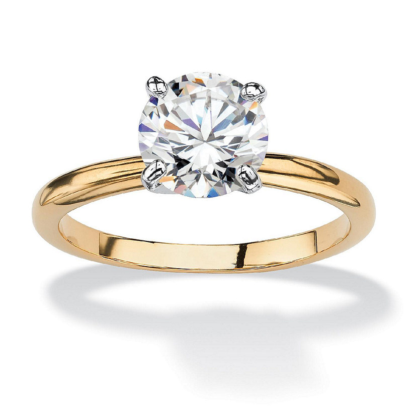 2.00 Carat CZ Solitaire Ring Gold-Plated Size 10 Image