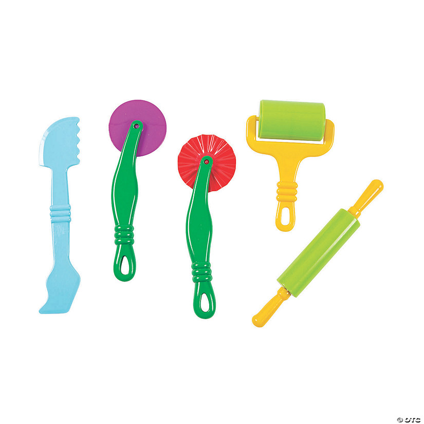 2 1/2" - 3 1/2" Assorted Plastic Molding Dough Tool Set - 5 Pc. Image