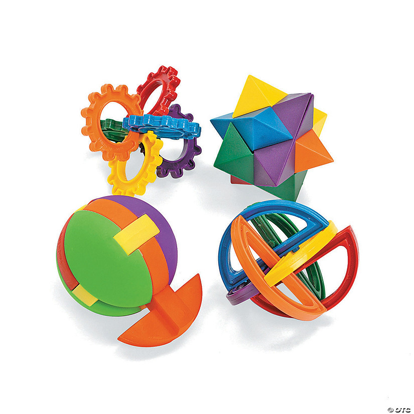 2 1/2" 3 1/4" Multicolored Plastic Puzzle Balls 4 Pc. Oriental