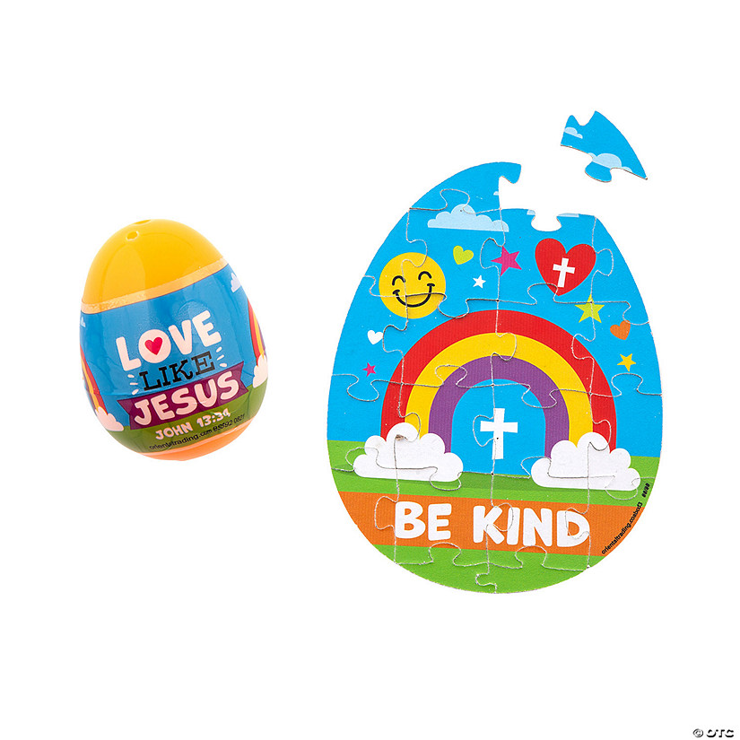 2 1/2" Be Kind PuzzleFilled Plastic Easter Eggs Set of 12 Oriental
