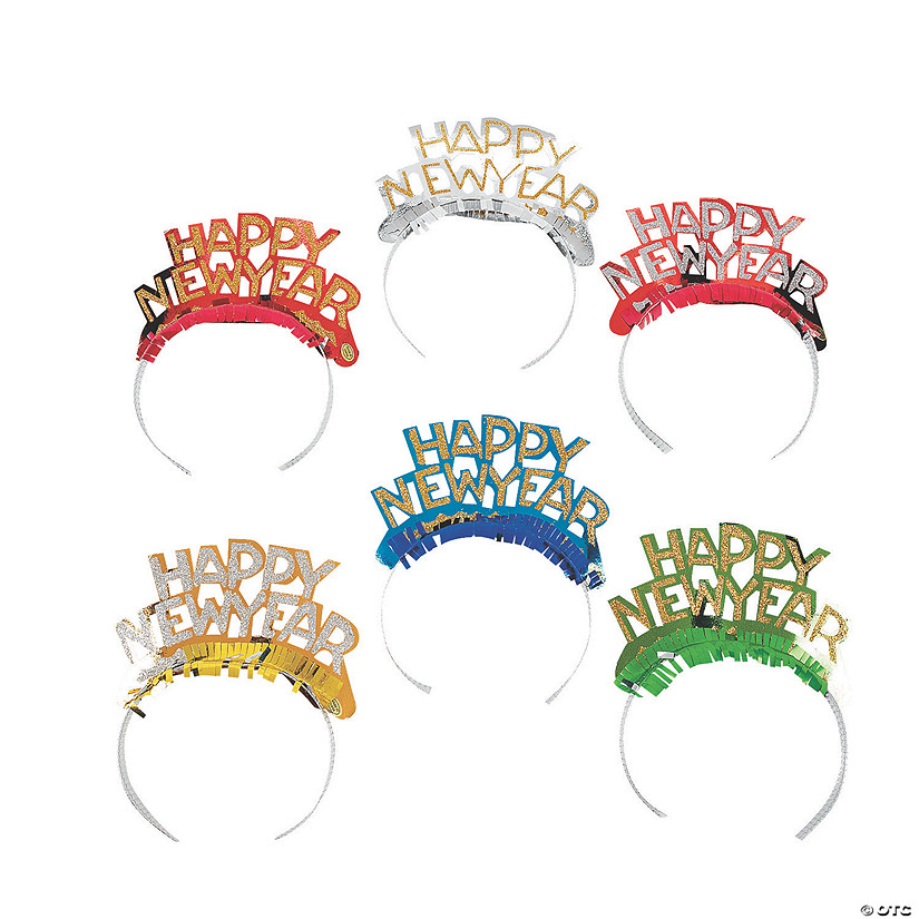 2 1/2" Bright Happy New Year Cardboard Tiaras Assortment - 24 Pc. Image