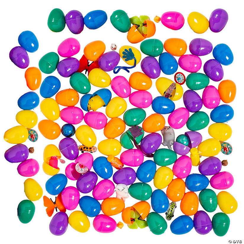2 1/2" Bulk 100 Pc. Colorful Toy-Filled Plastic Easter Eggs Image