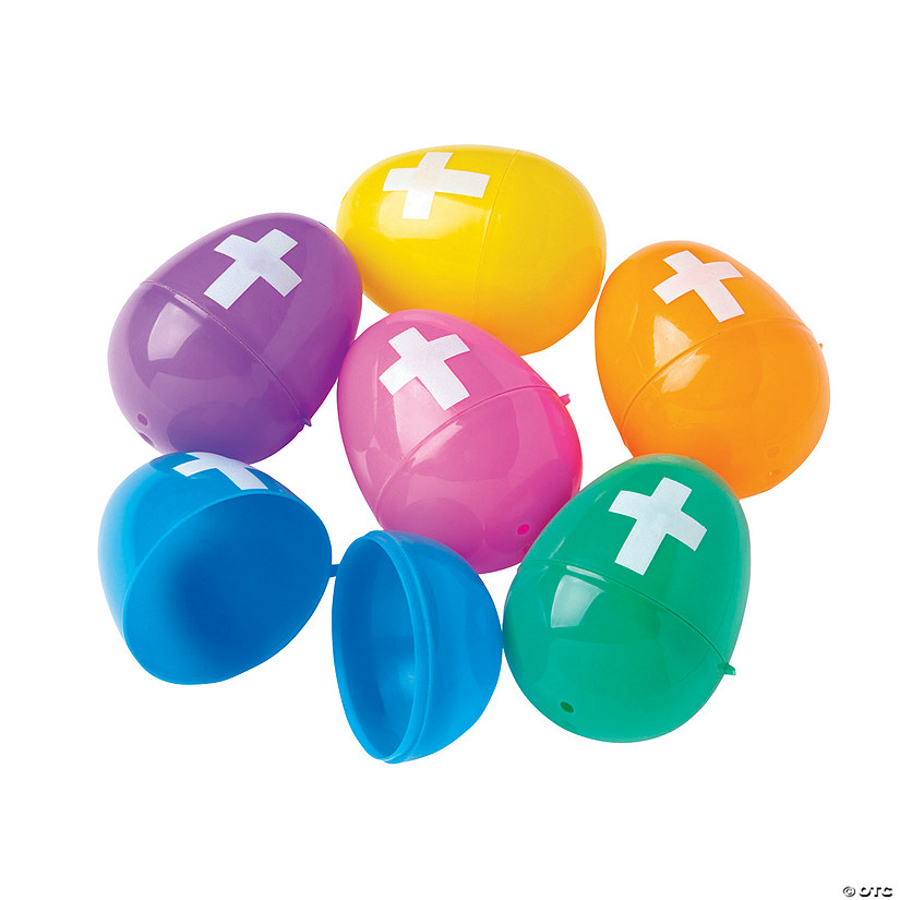 2 1/2" Bulk 144 Pc. Bright Plastic Easter Eggs with Cross Image