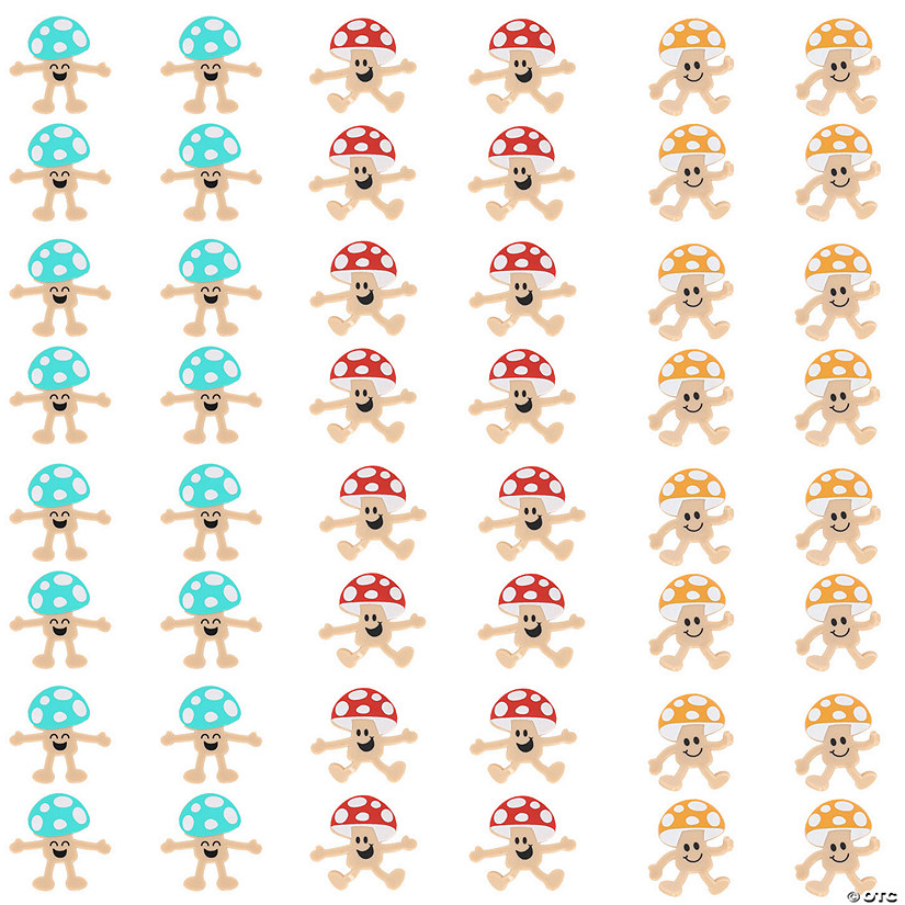 2 1/2" Bulk 48 Pc. Mini Mushroom Character Vinyl Bendables   Image