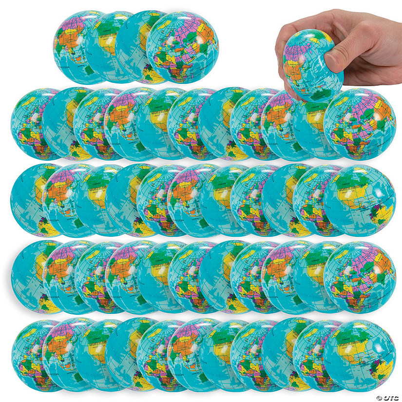 2 1/2" Bulk 48 Pc. Multicolored Globe Foam Stress Balls Image