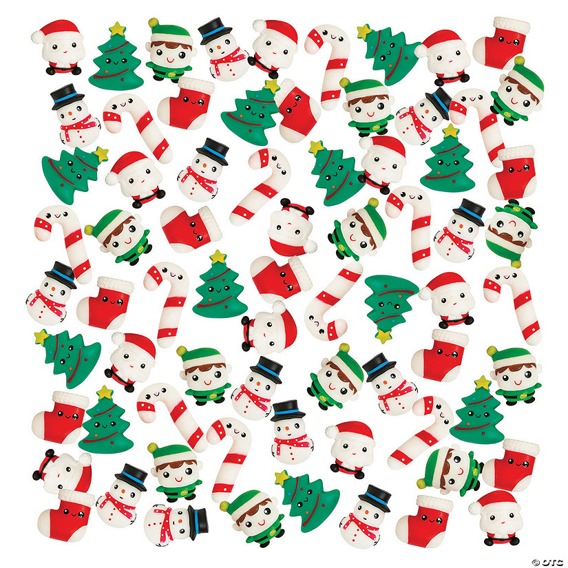 2 1/2" Bulk 72 Pc. Christmas Character & Icons Rubber Mochi Squishies Image