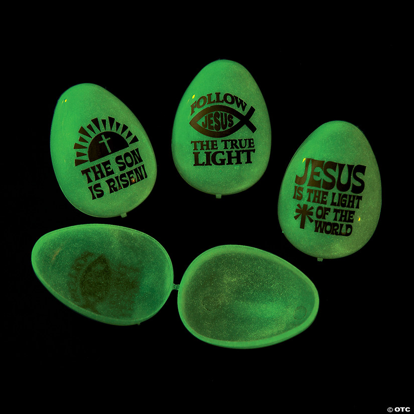 2 1/2" Bulk 72 Pc. Jesus is the Light Glow-in-the-Dark Plastic Easter Eggs Image