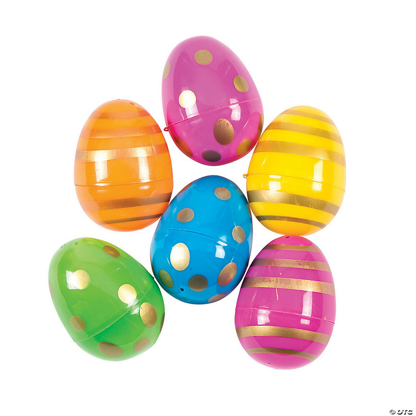 2 1/2" Bulk 72 Pc. Metallic Design Plastic Easter Eggs Image