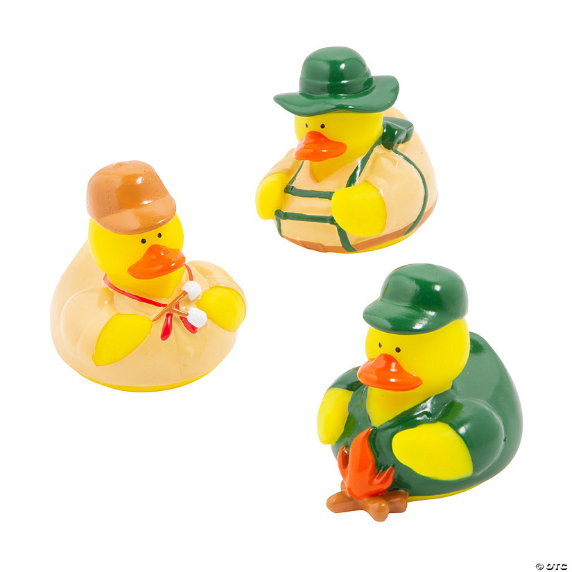 2 1/2" Camping Rubber Ducks in Brown and Green Outfits - 12 Pc. Image